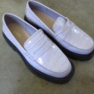 Aldo Women's Light Purple Croc-Embossed Loafers